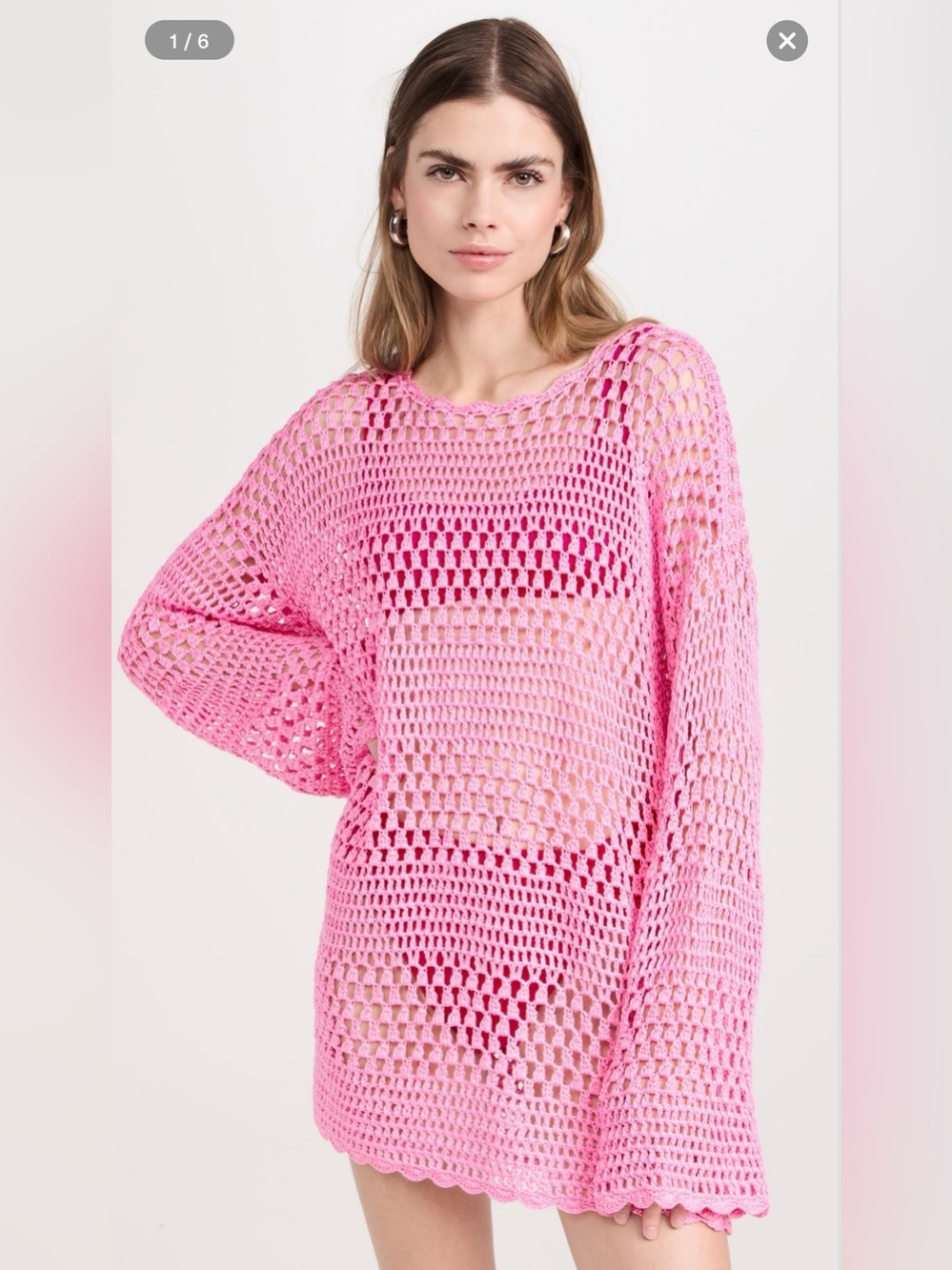 Show Me Your Mumu Pink Crochet Beach Cover-Up